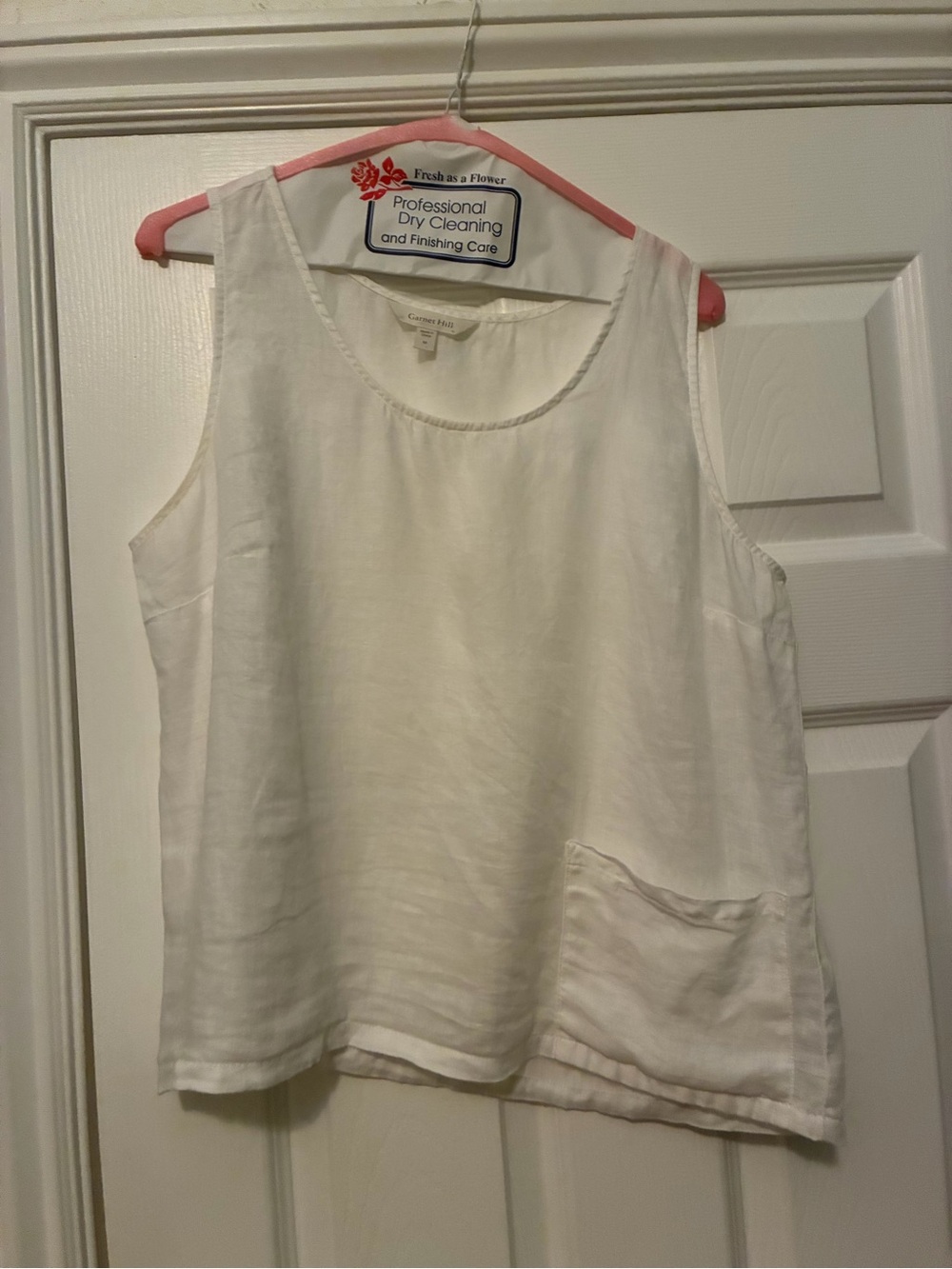 Garnet Hill Women's Vida Linen Tank Top, White, Size Medium